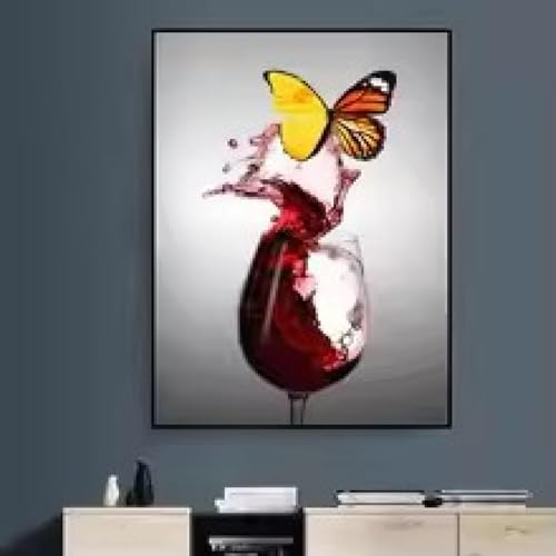 Affiche abstraite de verre à vin doré TONGYINLI tableau sur toile 60x80 cm