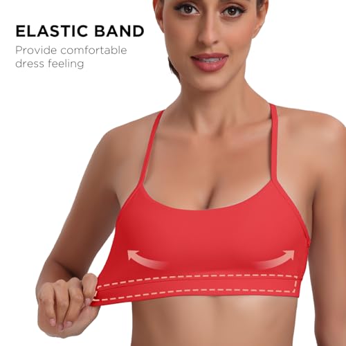Image of Raxnode Women's 3-Pack Y-Back Sports Bra, Thin Spaghetti Strap Nylon Yoga Bra with Removable Cups, Light Support Bralettes