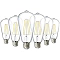 Sunco Lighting - 6 Pack Dusk to Dawn Light Bulbs LED Edison 3000K Warm White, CRI90 7W Equivalent 60W, Vintage Style ST64 Extra Bright Automatic Bulb, 800 Lumens, E26 Base, Light Sensing Outdoor UL