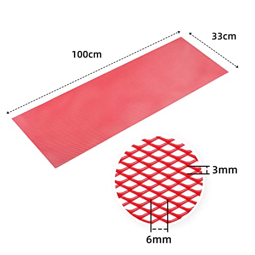 Image of AggAuto Universal 40 inchx13 inch Car Grill Mesh - Aluminum Alloy Automotive Grille Insert Bumper Rhombic Hole 3x6mm, One of the Most Multifunctional Shape Grids Red