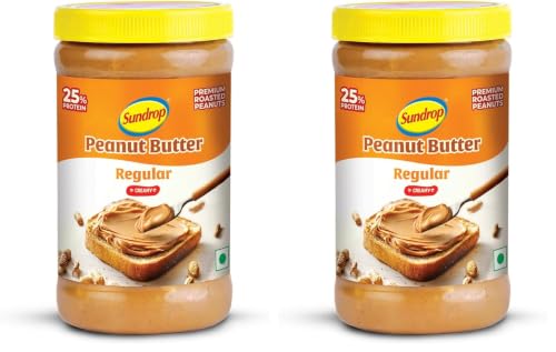 Image of Sundrop Peanut Butter | Creamy | 462 grams | With 25% Protein | 5% Dietary Fibre | Premium Roasted Peanuts | No Preservatives | Great Value Per Gram of Protein (Pack of 2)