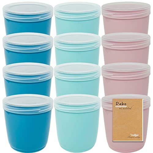 Codil Juegos de Tupper Plasticos para Alimentos,Tapers Redondo Alto Pequeños Reutilizables Sin BPA,Recipientes con Tapa,Apto Microondas Lavavajillas y Congelador(Rosa Verde y Azul,12x0.5L)