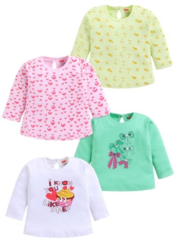 Image of LuvLap Baby Girls 100% Cotton Full Sleeve Girls Top Pack of 4