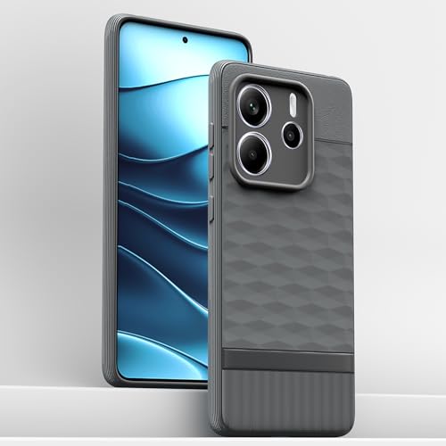 Image of Pikkme Back Cover for Redmi Note 14 5G Camera Protection 3D Hexa Cube Design Silicone Protective Bumper Case (Grey)