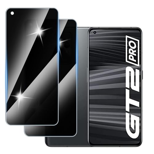 Hirshen 【2 Piezas】 Protector Pantalla Privacidad para Realme Gt2 Pro,Anti-Espía Vidrio Película,Cristal Vidrio Templado Anti Espía,9H Dureza,Sin Burbujas,Anti-Arañazo,Privacy Screen Protector