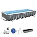 Produktbild Bestway Power Steel Frame Pool Komplett-Set mit Sandfilteranlage 732 x 366 x 132 cm, grau, eckig