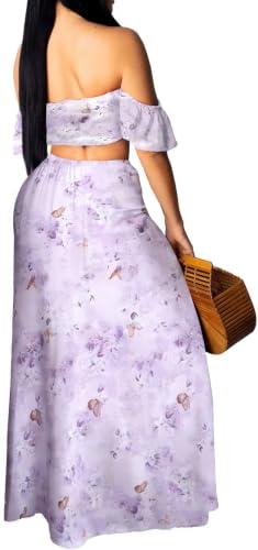 Image of Sexy Two Piece Sets for Women Vacation Elegant Sleeveless Top Long Split Maxi Dress Beach Swimwear