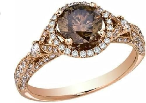 Purvika Jewels Women's Halo Ring, 3.00 Ct Round Cut Lab Created Diamond, 14K Rose Gold Finish