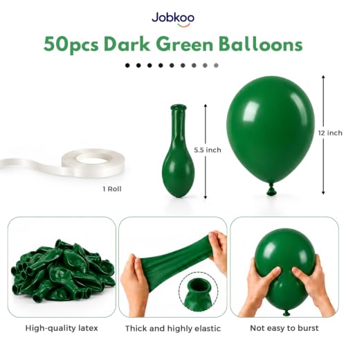 Image of Jobkoo Green Balloons, 12 Inch Dark Emerald Hunter Forest Green Balloon