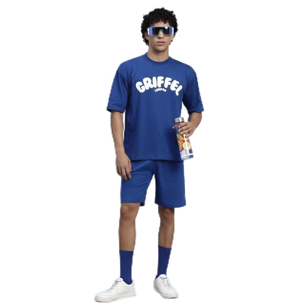 Men’s Reborn Oversized Cotton Co-Ord Set | Graphic Print Relaxed Fit T-Shirt & Shorts | Streetwear Summer Outfit-image-32