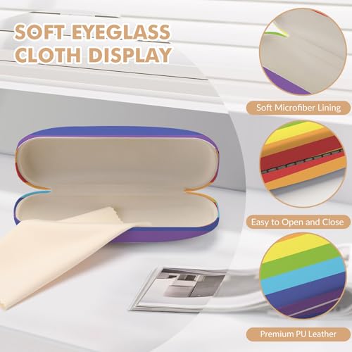Image of Glasses Case Hard Shell,Portable Protective Eyeglasses Case, Eyeglass Holder Box with Cleaning Cloth,for Women Men