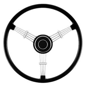 MOTAFAR 15-1/2 Inch Steering Wheel Retro Classic Style with Black Banjo Design, Compatible For Porsche 356 Speedster(Baking Varnish-black)