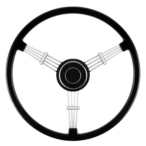 MOTAFAR 15-1/2 Inch Steering Wheel Retro Classic Style with Black Banjo Design, Compatible For Porsche 356 Speedster(Baking Varnish-black)