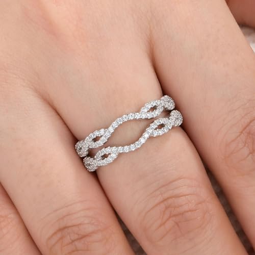 Wuziwen Twisted Infinity Ring Enhancer for Engagement Rings 2 Pieces Wedding Bands for Women 925 Sterling Silver Stackable4