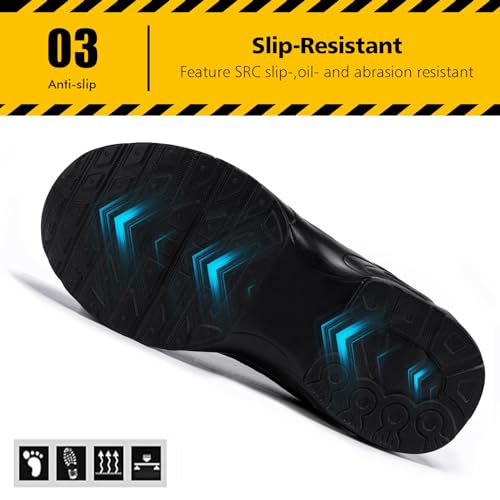 Image of Tinefiy Steel Toe Shoes for Women Lightweight Safety Shoes Air Cushion Comfortable Slip Resistant Indestructible Womens Puncture Proof Work Shoe