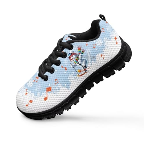 Kids Christmas Sneaker Soft Breathable Lightweight Anti-Slip Tennis Shoes for Litter Kids Lace-Up Athletic Outdoor School Footwear Running Shoes for Big Kid US 11-5