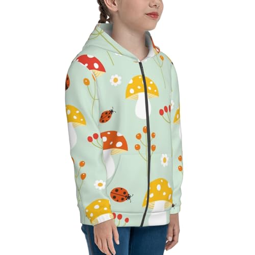 Mushroom Bee Kid Hoodies Boys Zip Up Sweatshirts Girls Pullover with Pocket4