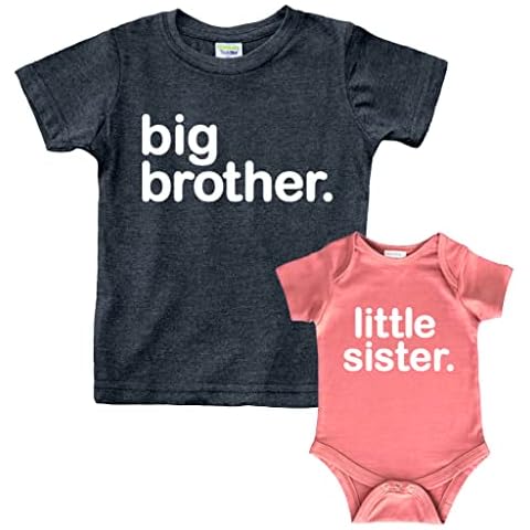 Unordinary Toddler Big Brother Little Sister Outfits Shirt Sibling Shirts Matching Baby Newborn Girl Outfit (Charcoal Black/Mauve, Kids (3T) / Baby (0-3M)) Cover