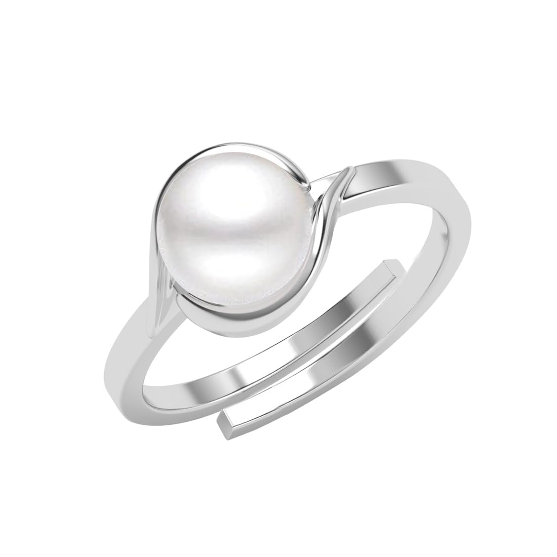 clara Pure 925 Sterling Silver Sicily Real Pearl Size Adjustable Finger Ring | Gift for Women and Girls | Platinum Plated-picture-19