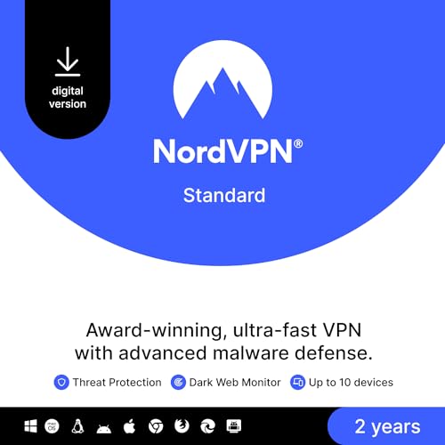 NordVPN Standard, 10 Devices, 2-Year, VPN & Cybersecurity, Digital Code