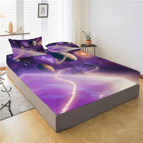 Draps de lit en microfibre Vortex Galactique 90x190cm avec drap-housse réglable - 3