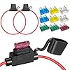 Paquete de 2 portafusibles en línea de 12 AWG de 11.8 pulgadas, 12 V, ATC/ATO, portafusibles de hoja con tapa impermeable, fusibles de hoja de 15A/20A/25A/30A/40A, 2 cada uno para marina,