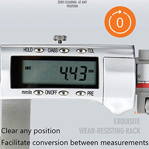 Vernier Digitaler Bremssattel 0-1500mm, Präzisionsmetall-Messwerkzeug mit LCD-Anzeige, genaues lineares Kapazitätslineal für interne Externe Tiefen- und Schrittmessungen