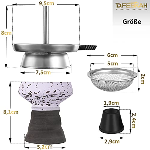 DFESKAH Shisha Kopf Set, Steinkopf mit Kaminaufsatz Sieb Kopfdichtung Mundstück, Universal Wasserpfeife Kopf Set für… – Bild 4