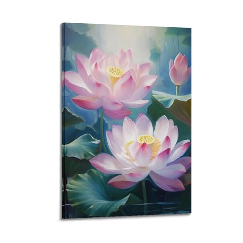 Poster fleurs de lotus décoration murale sur toile moderne chambre à coucher 50 x 75 cm