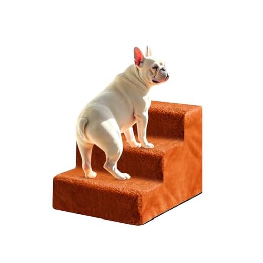 Enjoying Dog Stairs for Small Dogs, 3-Step Doggy Ladder for Couch, Assemblable Non-Slip Puppy Cat Steps, Brown