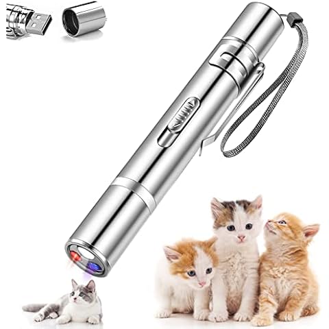 FunurHoome Juguetes para Gatos LED Juguetes interactivos para Gatos,USB Recargable 4 en1 Multimode 5 Patrone Herramienta de Entrenamiento para Gato Perro Cazador Cover