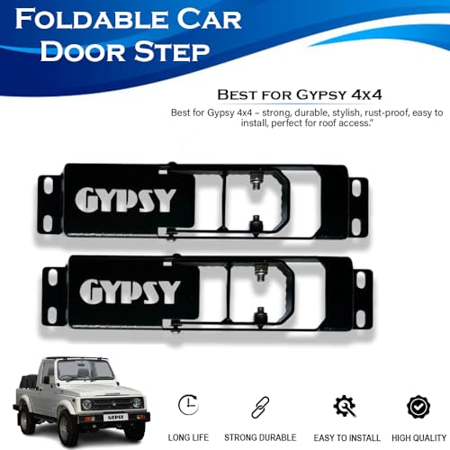 Image of Heavy-Duty Steel Car Door Step Ladder, Multifunctional Roof Access Tool for Gypsy 4x4, Foldable Design, Easy Installation