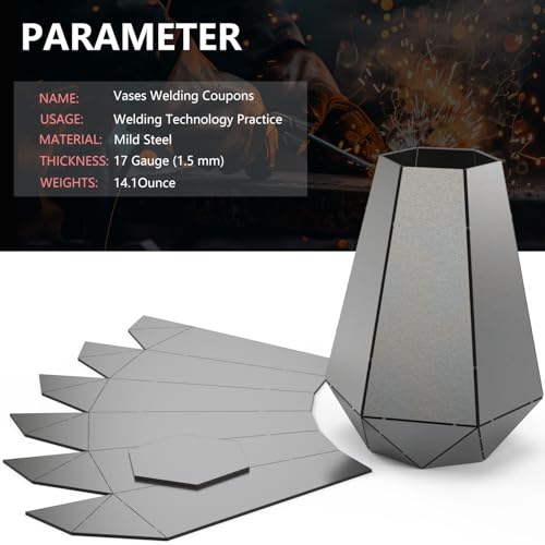 Image of Welding Coupons Vases,Welding Practice Kit,17 Gauge Mild Steel Plate,Beginner Welding Kits,Suitable for TIG, MIG, Laser, Stick, and Brazing