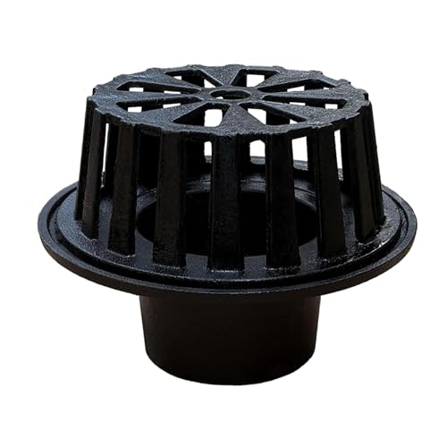 4 Inch Cast Iron Roof Drain Roof Drain Cover 4 Inch Push-in Pipe Size Can Prevent Drain Clogs Suitable for PE/PVC Pipes and Iron Pipes.