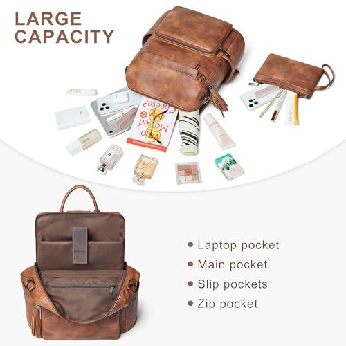 Image of Shrrie Vegan Leather Laptop Backpack for Women 15.6 inch Work Backpack Fashion Travel Backpack Purse for Travel College Work
