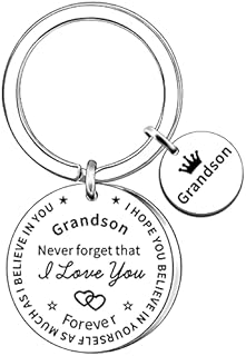 AMZQ Grandson Keyring Inspirational Gifts for Grandson from Nanny Nana Grandma Grandparents Grandson Birthday Graduation Gifts