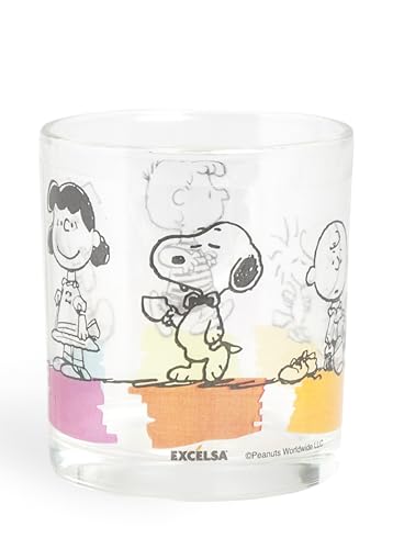 Vasos de agua Peanuts Excelsa juego de cristal resistente para evitar mesas sosas 3