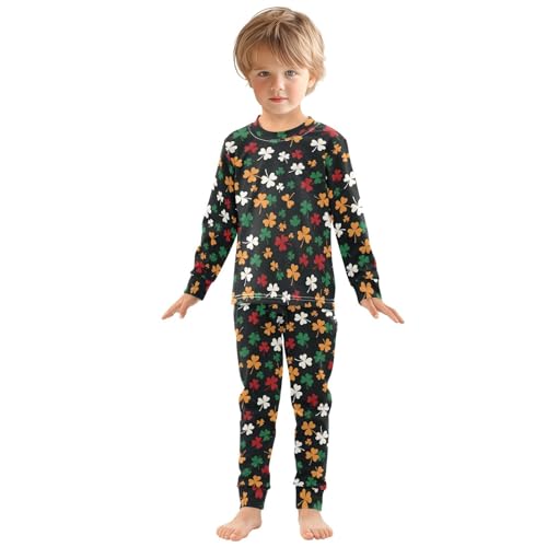 Pajama Sets Long Sleeve Colorful Clover Shamrock Soft Comfy Sleepwear 2 Piece PJS 3-8T2