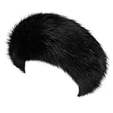 Aiphamy Winter Fluffy Faux Fur Headband Hat Ear Warmer Head Wrap Head Warmer for Women (Black)