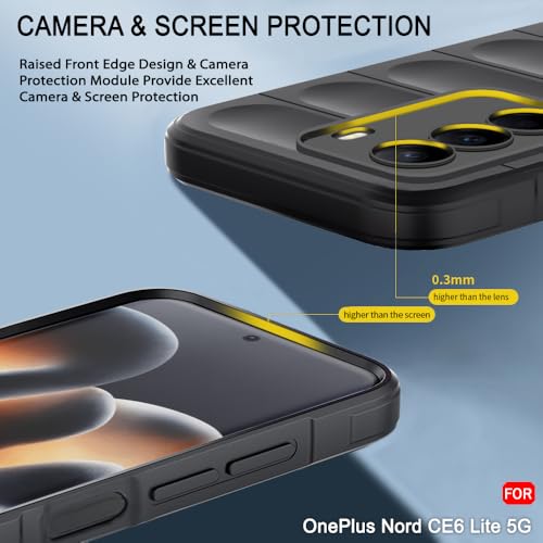 Image of TheGiftKart Liquid Silicon Back Cover Case for OnePlus Nord CE 6 Lite 5G | ShockProof Military Grade Protection | Micro-Fibre Cloth On Inner Side | Built-in Anti-Slip Grip Back Case Cover (TPU, Black)