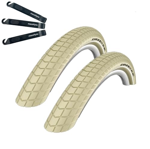 Angebot-Set / 2 x Schwalbe Big Ben Fahrradreifen K-Guard Creme mit Reflex...