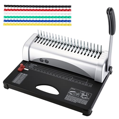 ATPEAM-Comb-Binding-Machine-21-Holes-450-Sheets-Capacity-with-100-PCS-38-Spines-Comb-Binding-Machine-for-Letter-Size-A4-A5 ATPEAM Comb Binding Machine 21-Holes 450 Sheets Capacity with 100 PCS 3/8'' Spines Comb Binding Machine for Letter Size, A4, A5 - Image 1