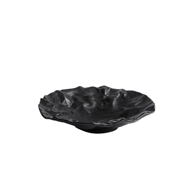 Platos llanos de cerámica con textura arrugada creativa, para el hogar, cocina, aperitivos, postres, ensaladas, hoteles, restaurantes, platos de carne, platos fríos, tamaño único, 9 pulgadas
