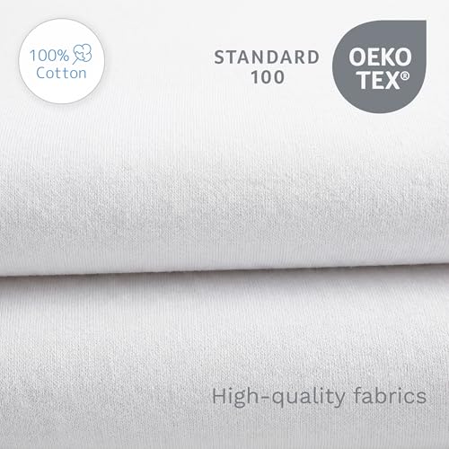 Drap-housse en jersey coton blanc king size 200x150 cm sans repassage - 8