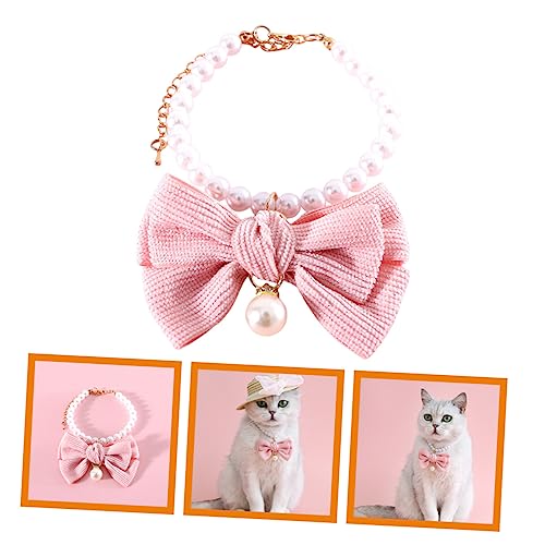 Collar de gato resistente al desgaste con lazo elegante y perlas 4