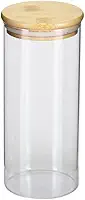 Oikos - Pote de Vidro 800ml com Tampa de Bambu Hermético Quadrado Flat