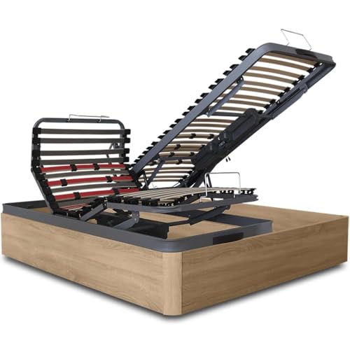 Ventadecolchones - Canapé Abatible de Madera Articulado Gran Capacidad con Mando Inalámbrico + App Móvil - Color Cambrian - 180 x 190 cm - 2 Unidades (90x190cm)