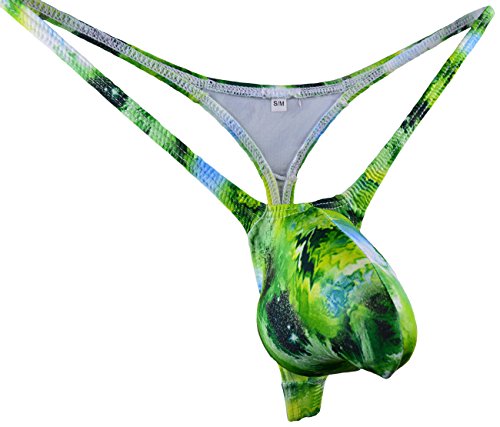 JJPOUCH JJP1004 Herren G-Strings Tanga Bikini mit Ausbuchtung Gr. L/XL, Grün/Blumen Cover