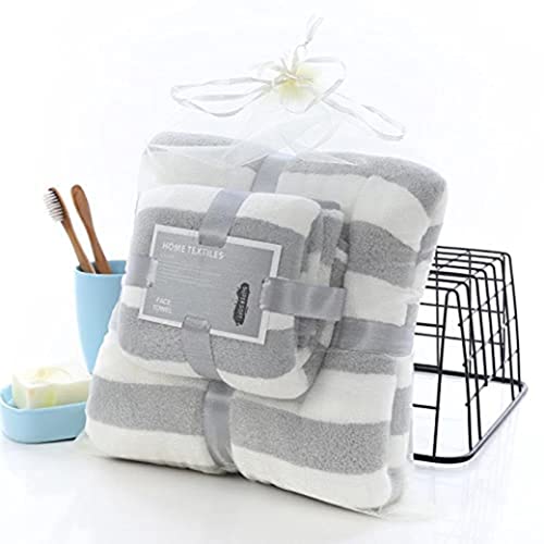 Image of HomeCloud Korean Plush Soft & Luxury 400 GSM Pack of of 2 Towel Set with Hanging Loop | 3X Softer Than Cotton Towels | Set of 2 (1 Bath Towel 142x70 + 1 Face Towel 70x35 cm)