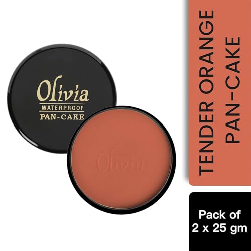 Image of Olivia Pan Cake 100% Waterproof 25g | Full Coverage Makeup Base | Smudge-Proof & Sweat-Resistant | Long-Lasting Velvety Finish | Hides Blemishes | For All Skin Types | Tender Orange - 30